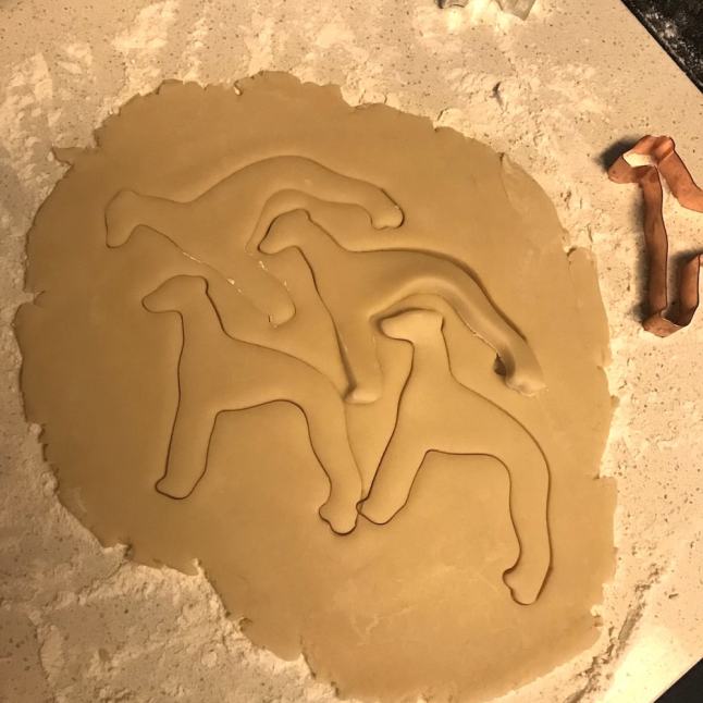Whippet sugar cookie dough cutouts